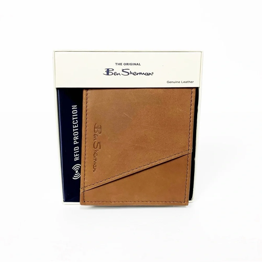 Ben Sherman Light Brown Leather RFID Wallet with Gift Box